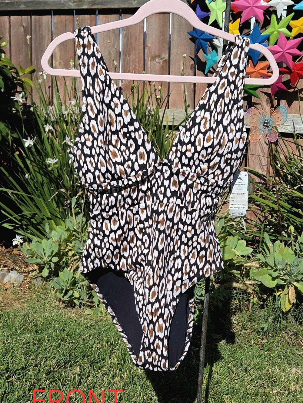 Tommy Bahama Leopard Print One-Piece Swimsuit - Black, White & Brown